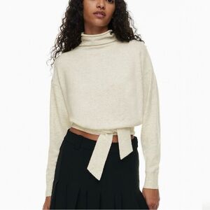 029 WILFRED Women's Lorin Cowl Neck Waist-Tie Sweater - Light Birch, Small